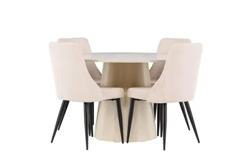Lanzo Runt Matbord 120 cm med 4 Leone Matstol - Möbler - Matplats - Matgrupp & matbord med stolar