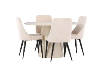Lanzo Runt Matbord 120 cm med 4 Leone Matstol - Möbler - Matplats - Matgrupp & matbord med stolar
