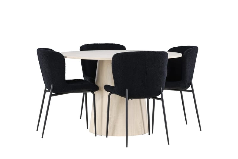 Lanzo Runt Matbord 120 cm med 4 Modesto Matstol - Möbler - Matplats - Matgrupp & matbord med stolar
