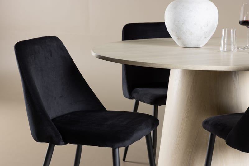 Lanzo Runt Matbord 120 cm med 4 Night Matstol - Möbler - Matplats - Matgrupp & matbord med stolar