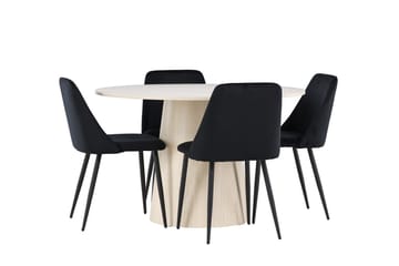 Lanzo Runt Matbord 120 cm med 4 Night Matstol - Möbler - Matplats - Matgrupp & matbord med stolar