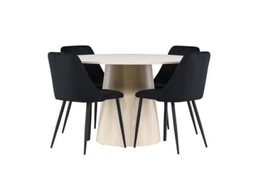 Lanzo Runt Matbord 120 cm med 4 Night Matstol - Möbler - Matplats - Matgrupp & matbord med stolar