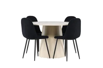Lanzo Runt Matbord 120 cm med 4 Polar Matstol - Möbler - Matplats - Matgrupp & matbord med stolar