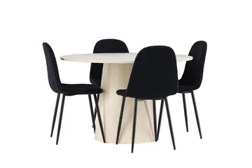 Lanzo Runt Matbord 120 cm med 4 Polar Matstol - Möbler - Matplats - Matgrupp & matbord med stolar