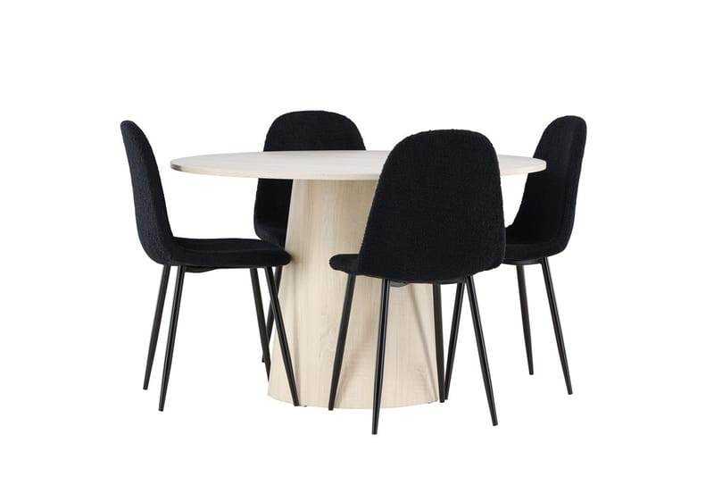Lanzo Runt Matbord 120 cm med 4 Polar Matstol - Möbler - Matplats - Matgrupp & matbord med stolar