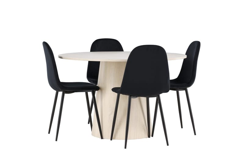 Lanzo Runt Matbord 120 cm med 4 Polar Köksstol - Möbler - Matplats - Matgrupp & matbord med stolar