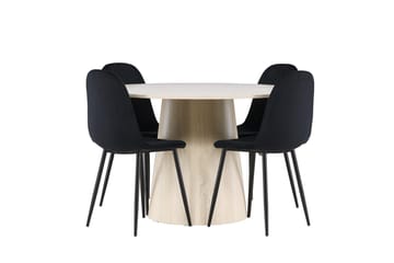 Lanzo Runt Matbord 120 cm med 4 Polar Köksstol - Möbler - Matplats - Matgrupp & matbord med stolar