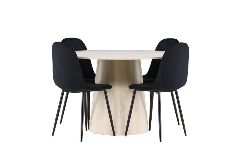 Lanzo Runt Matbord 120 cm med 4 Polar Köksstol - Möbler - Matplats - Matgrupp & matbord med stolar