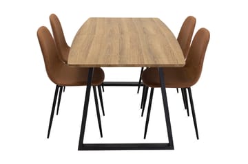 Leah Förlängningsbart Matgrupp med 4 Pontus Köksstol - Konstläder Brun/Beige - Möbler - Matplats - Matgrupp & matbord med stolar