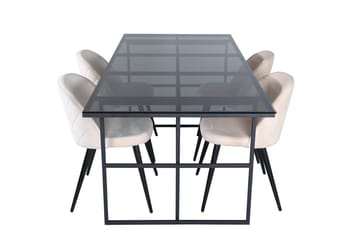 Leif Matbord 200 cm med 4 Velvet Stitches Matstol - Möbler - Matplats - Matgrupp & matbord med stolar