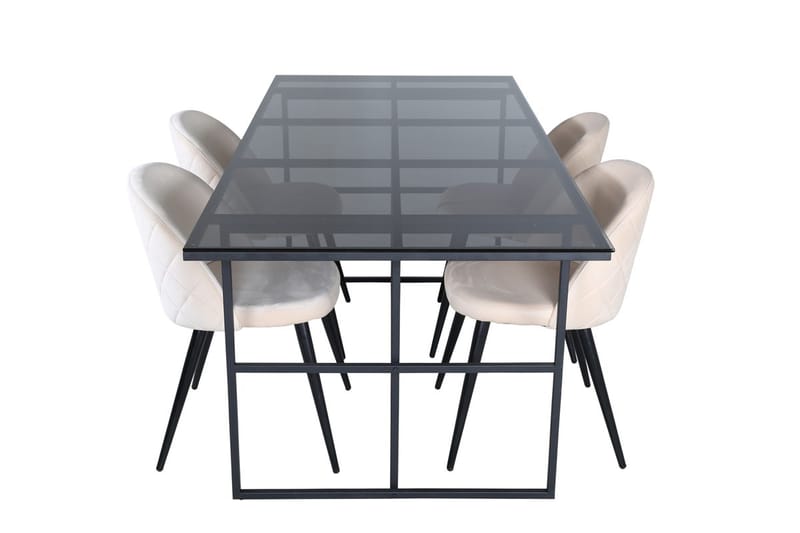 Leif Matbord 200 cm med 4 Velvet Stitches Matstol - Möbler - Matplats - Matgrupp & matbord med stolar