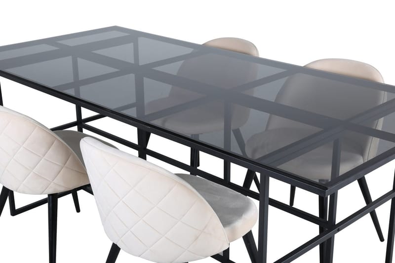 Leif Matbord 200 cm med 4 Velvet Stitches Matstol - Möbler - Matplats - Matgrupp & matbord med stolar