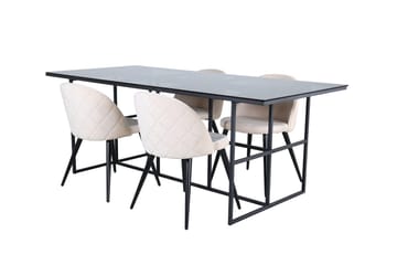 Leif Matbord 200 cm med 4 Velvet Stitches Matstol - Möbler - Matplats - Matgrupp & matbord med stolar