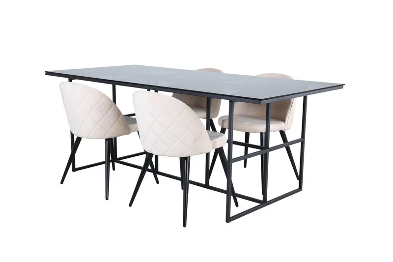 Leif Matbord 200 cm med 4 Velvet Stitches Matstol - Möbler - Matplats - Matgrupp & matbord med stolar