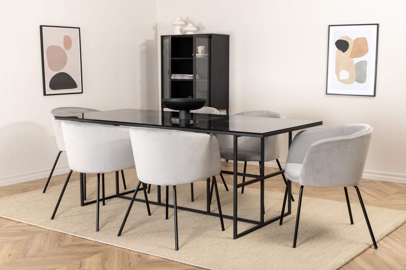Leif Matbord 200 cm med 6 Berit Karmstol med Armstöd - Möbler - Matplats - Matgrupp & matbord med stolar