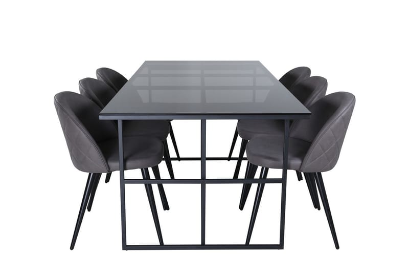 Leif Matbord 200 cm med 6 Velvet Stitches Matstol - Möbler - Matplats - Matgrupp & matbord med stolar