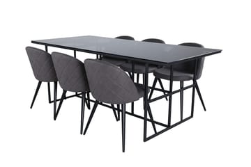 Leif Matbord 200 cm med 6 Velvet Stitches Matstol - Möbler - Matplats - Matgrupp & matbord med stolar