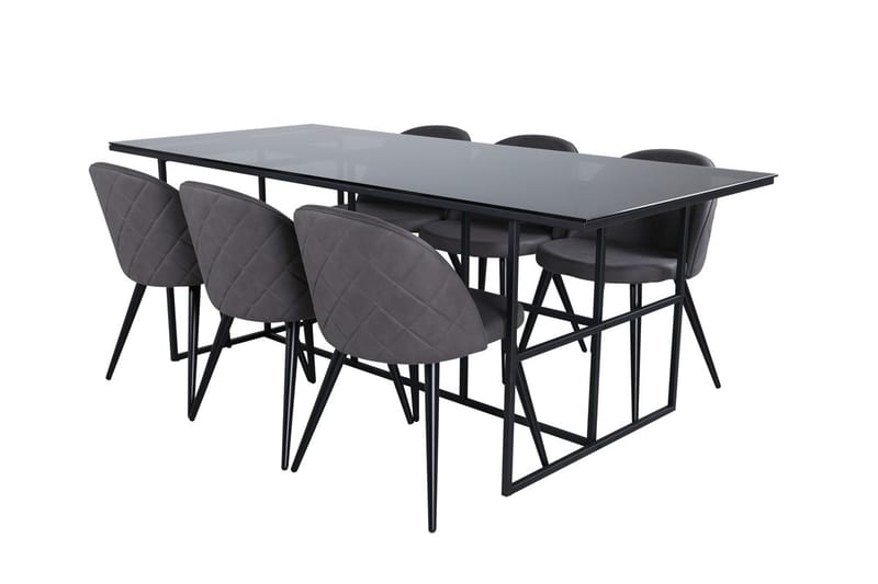 Leif Matbord 200 cm med 6 Velvet Stitches Matstol - Möbler - Matplats - Matgrupp & matbord med stolar