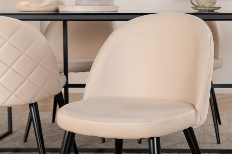 Leif Matgrupp 200 cm Rektangulär med 4 Velvet stolar - Beige - Möbler - Matplats - Matgrupp & matbord med stolar