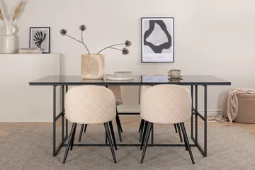 Leif Matgrupp 200 cm Rektangulär med 4 Velvet stolar - Beige - Möbler - Matplats - Matgrupp & matbord med stolar