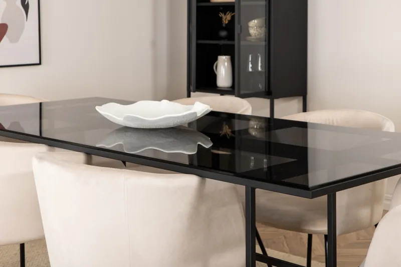 Leif Matgrupp 200 cm Rektangulär med 6 Berit stolar - Beige - Möbler - Matplats - Matgrupp & matbord med stolar