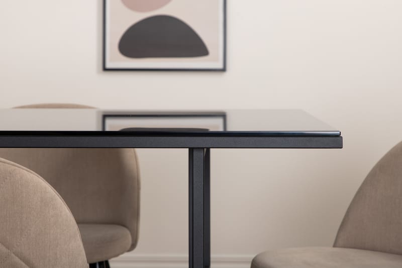 Leif Matgrupp 200 cm Rektangulär med 6 Velvet stolar - Beige - Möbler - Matplats - Matgrupp & matbord med stolar