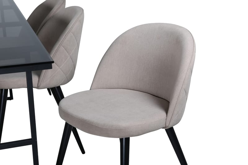 Leif Matgrupp 200 cm Rektangulär med 6 Velvet stolar - Beige - Möbler - Matplats - Matgrupp & matbord med stolar