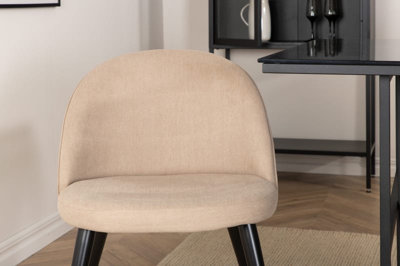 Leif Matgrupp 200 cm Rektangulär med 6 Velvet stolar - Beige - Möbler - Matplats - Matgrupp & matbord med stolar
