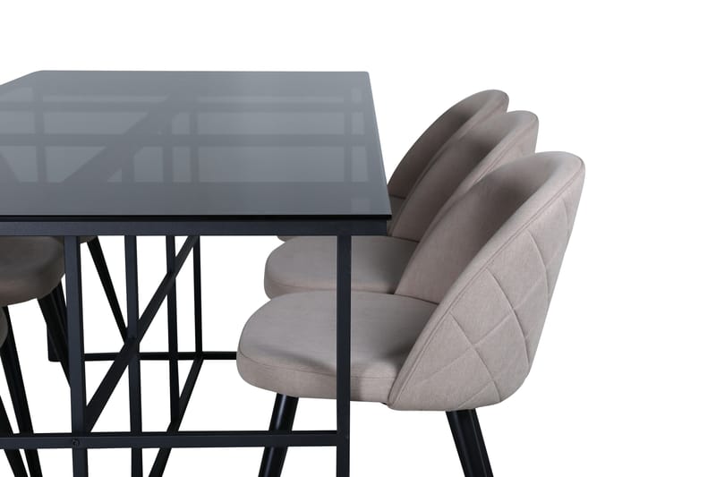 Leif Matgrupp 200 cm Rektangulär med 6 Velvet stolar - Beige - Möbler - Matplats - Matgrupp & matbord med stolar