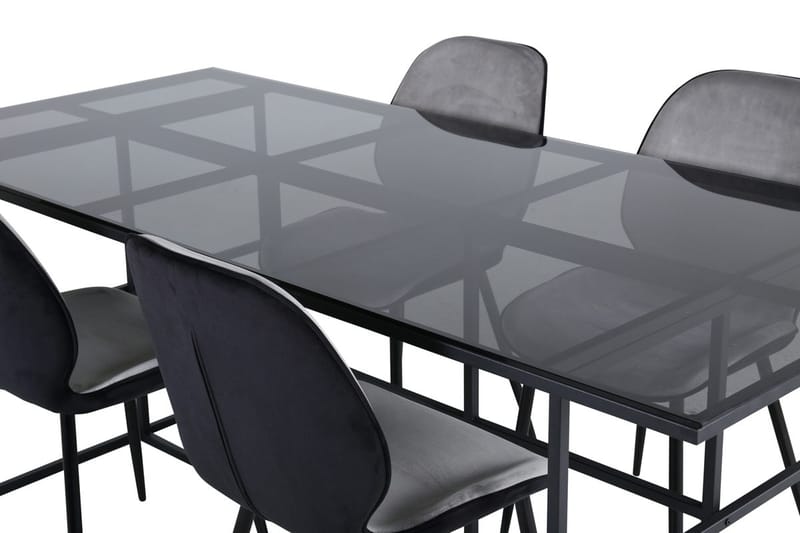 Leif Rektangulär Matgrupp 200 cm med 4 Emma Matstolar - ljusgrå - Möbler - Matplats - Matgrupp & matbord med stolar