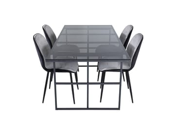 Leif Rektangulär Matgrupp 200 cm med 4 Emma Matstolar - ljusgrå - Möbler - Matplats - Matgrupp & matbord med stolar
