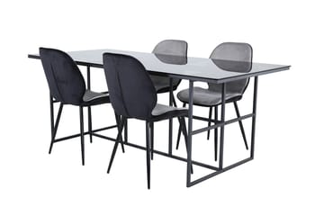 Leif Rektangulär Matgrupp 200 cm med 4 Emma Matstolar - ljusgrå - Möbler - Matplats - Matgrupp & matbord med stolar