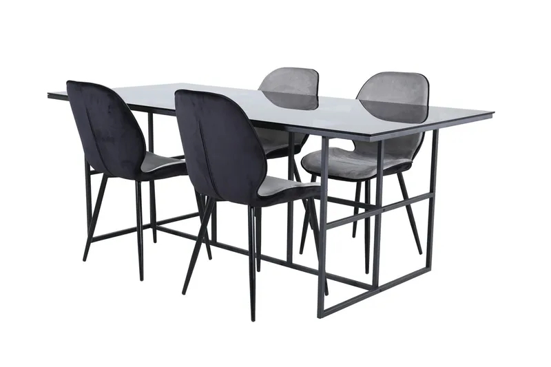 Leif Rektangulär Matgrupp 200 cm med 4 Emma Matstolar - ljusgrå - Möbler - Matplats - Matgrupp & matbord med stolar
