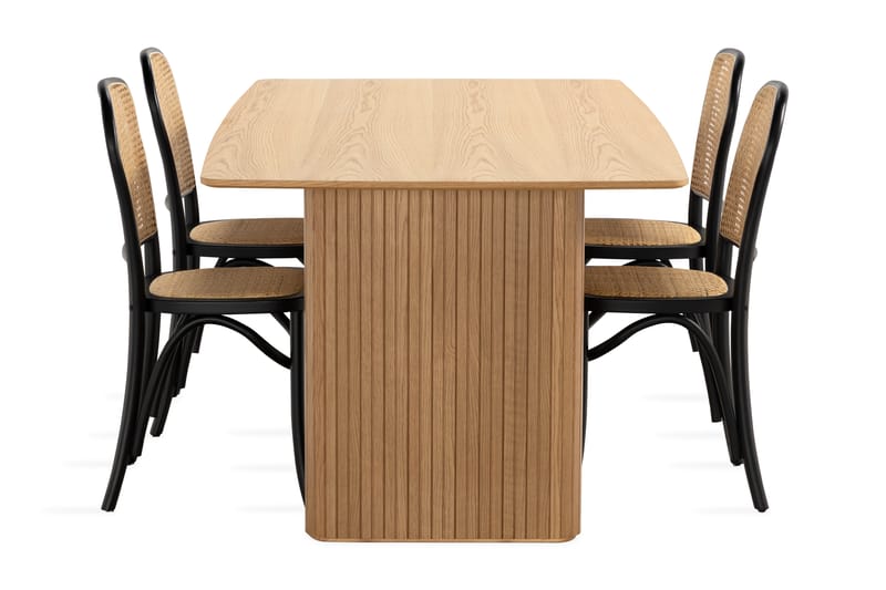 LELINA Matbord 200 cm Brun + 4st ELSRIK Matstol - Matgrupp & matbord med stolar