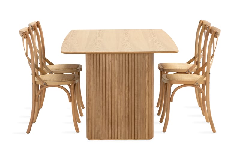 LELINA Matbord 200 cm Brun + 4st FORTEILAND Matstol - Matgrupp & matbord med stolar