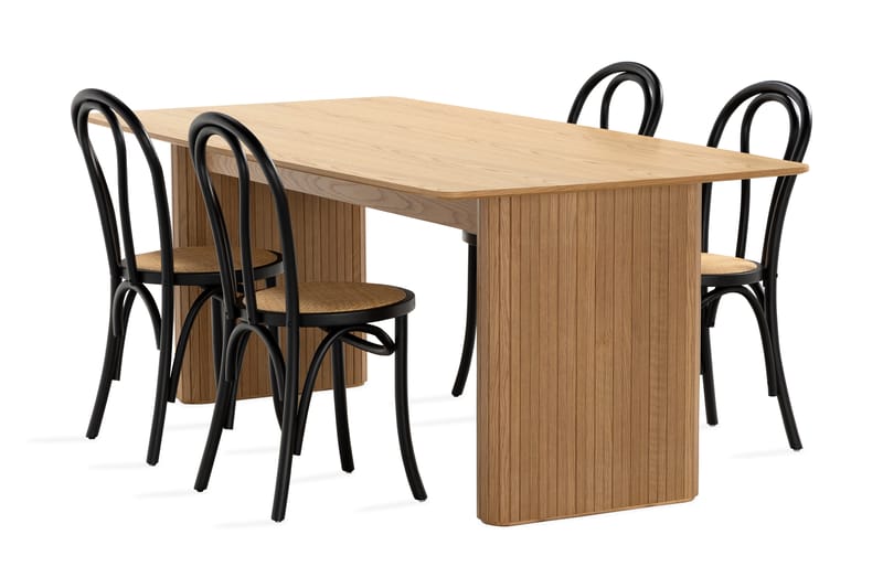 LELINA Matbord 200 cm Brun + 4st NELLESTIEN Matstol - Matgrupp & matbord med stolar