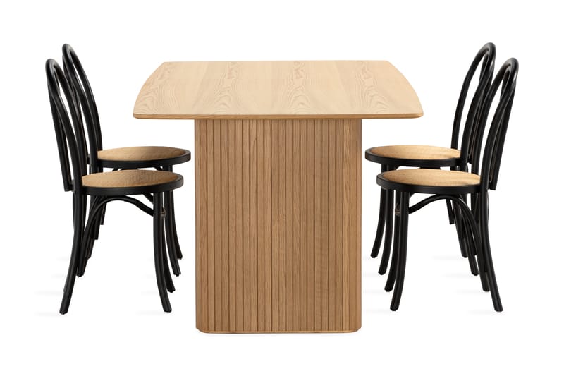 LELINA Matbord 200 cm Brun + 4st NELLESTIEN Matstol - Matgrupp & matbord med stolar
