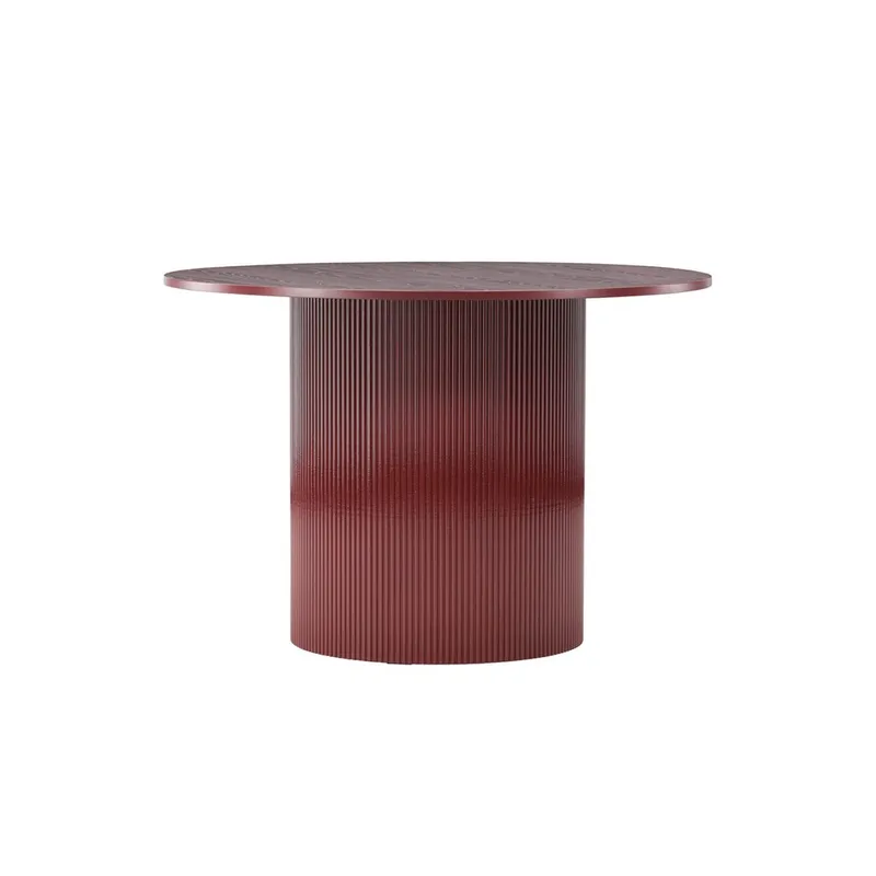 Lenox Runt Matbord 110 cm med Trä- och Valnötsutseende, Burgundy
