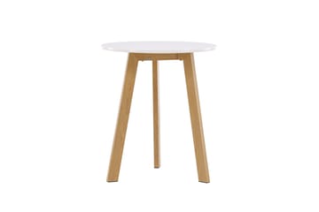 Leonora Litet Runt Matbord 65 cm med Trä- och Ekutseende - Vit - Möbler - Matplats - Matbord & köksbord