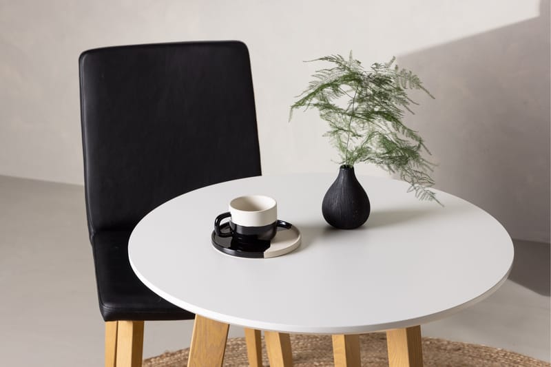 Leonora Litet Runt Matbord 65 cm med Trä- och Ekutseende - Vit - Möbler - Matplats - Matbord & köksbord