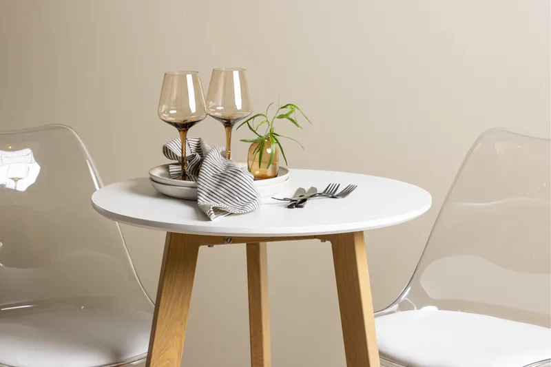 Leonora Matgrupp 65 cm Rund med 2 Edvin stolar - Vit - Möbler - Matplats - Matgrupp & matbord med stolar