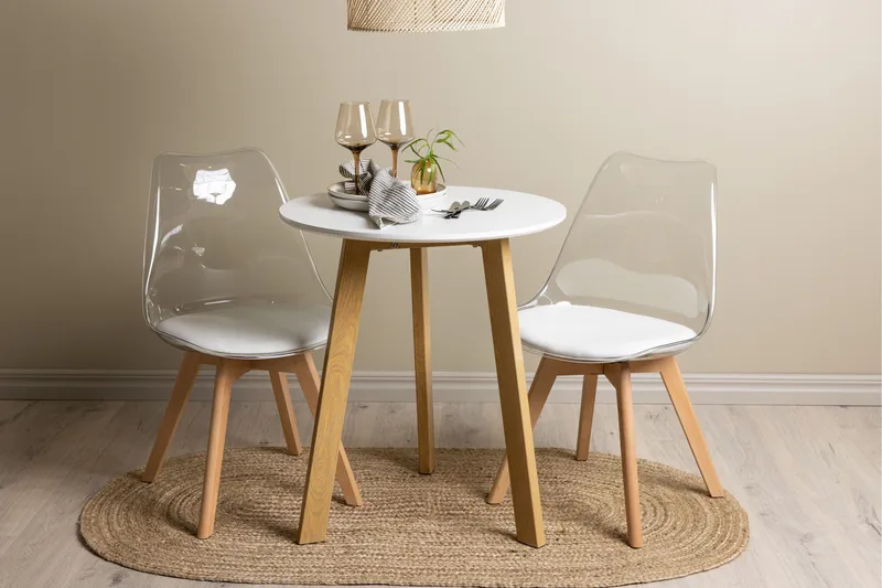Leonora Matgrupp 65 cm Rund med 2 Edvin stolar - Vit - Möbler - Matplats - Matgrupp & matbord med stolar