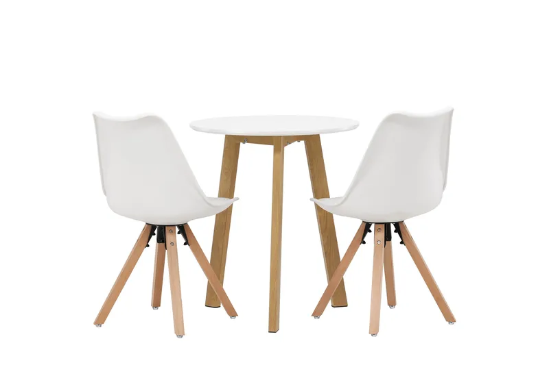 Leonora Matgrupp  65 cm Rund med 2 Zeno stolar - Vit - Möbler - Matplats - Matgrupp & matbord med stolar