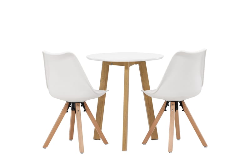 Leonora Matgrupp  65 cm Rund med 2 Zeno stolar - Vit - Möbler - Matplats - Matgrupp & matbord med stolar