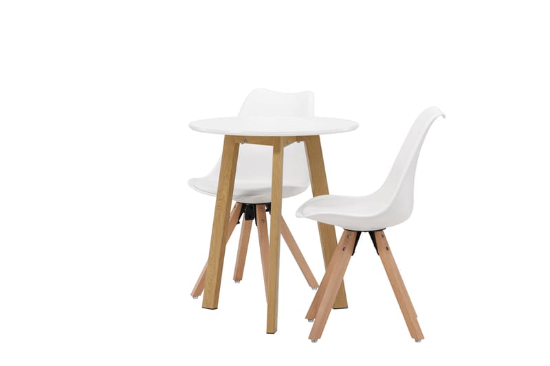 Leonora Matgrupp  65 cm Rund med 2 Zeno stolar - Vit - Möbler - Matplats - Matgrupp & matbord med stolar