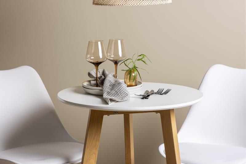 Leonora Matgrupp  65 cm Rund med 2 Zeno stolar - Vit - Möbler - Matplats - Matgrupp & matbord med stolar