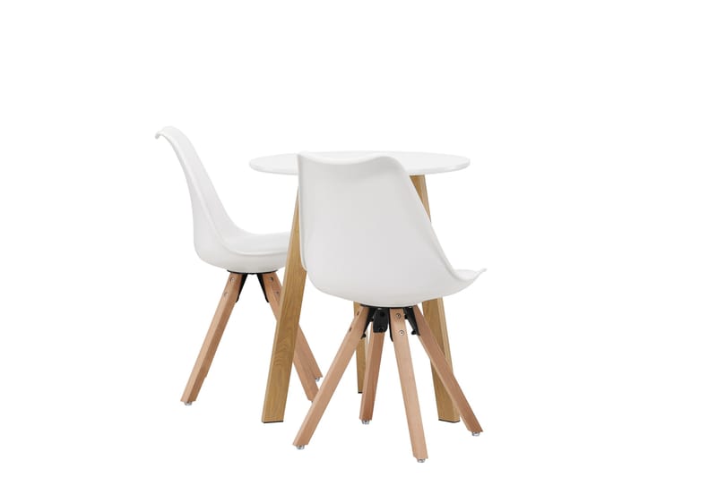 Leonora Matgrupp  65 cm Rund med 2 Zeno stolar - Vit - Möbler - Matplats - Matgrupp & matbord med stolar