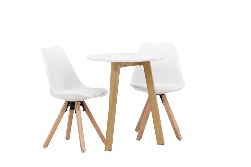 Leonora Matgrupp  65 cm Rund med 2 Zeno stolar - Vit - Möbler - Matplats - Matgrupp & matbord med stolar