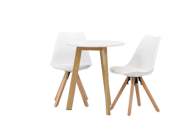 Leonora Matgrupp  65 cm Rund med 2 Zeno stolar - Vit - Möbler - Matplats - Matgrupp & matbord med stolar
