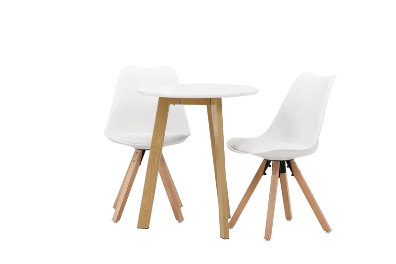 Leonora Matgrupp  65 cm Rund med 2 Zeno stolar - Vit - Möbler - Matplats - Matgrupp & matbord med stolar